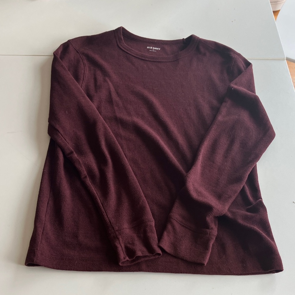 Old Navy Men's Crewneck Waffle-Knit Sweater - Burgundy/Merlot